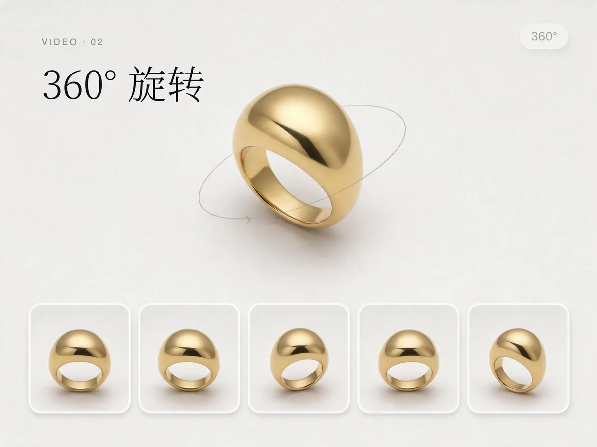 360° 旋转:多角度素材合成 360° 旋转视频。